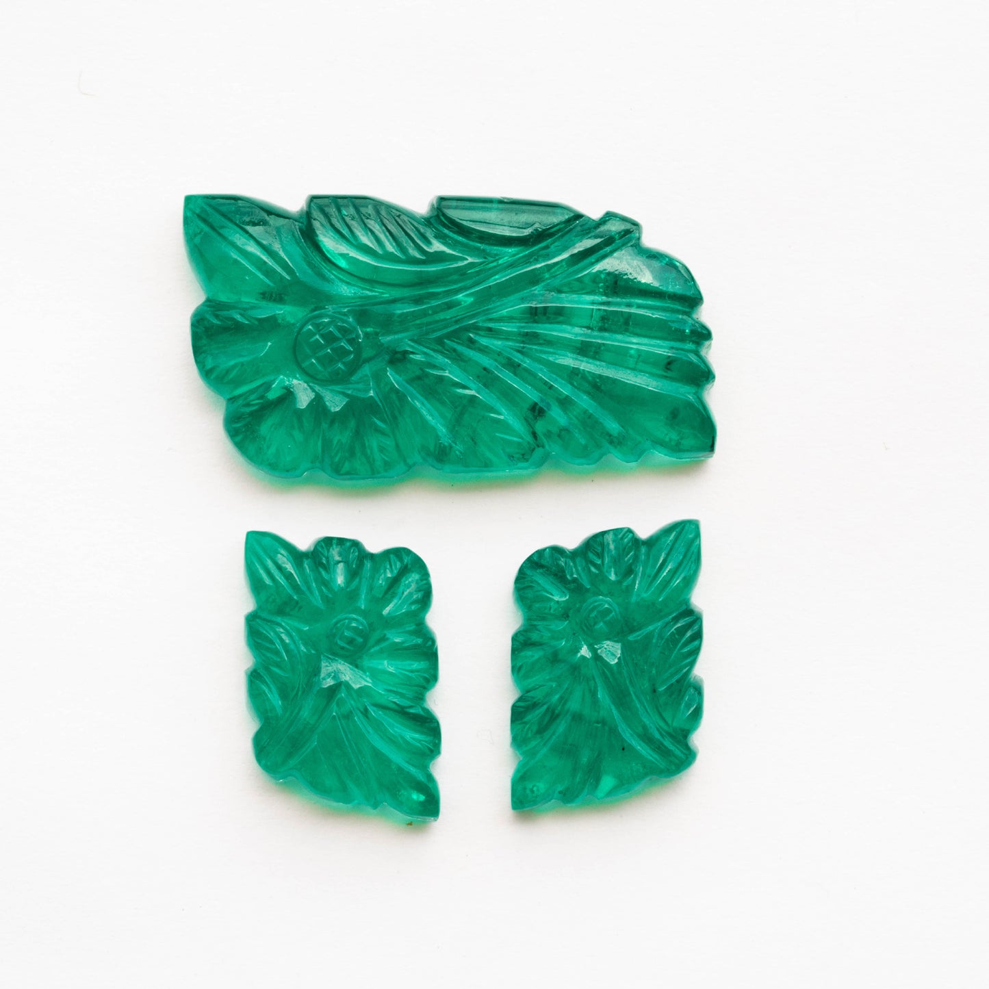 Green Doublet Carving 3 piece set 110 carats