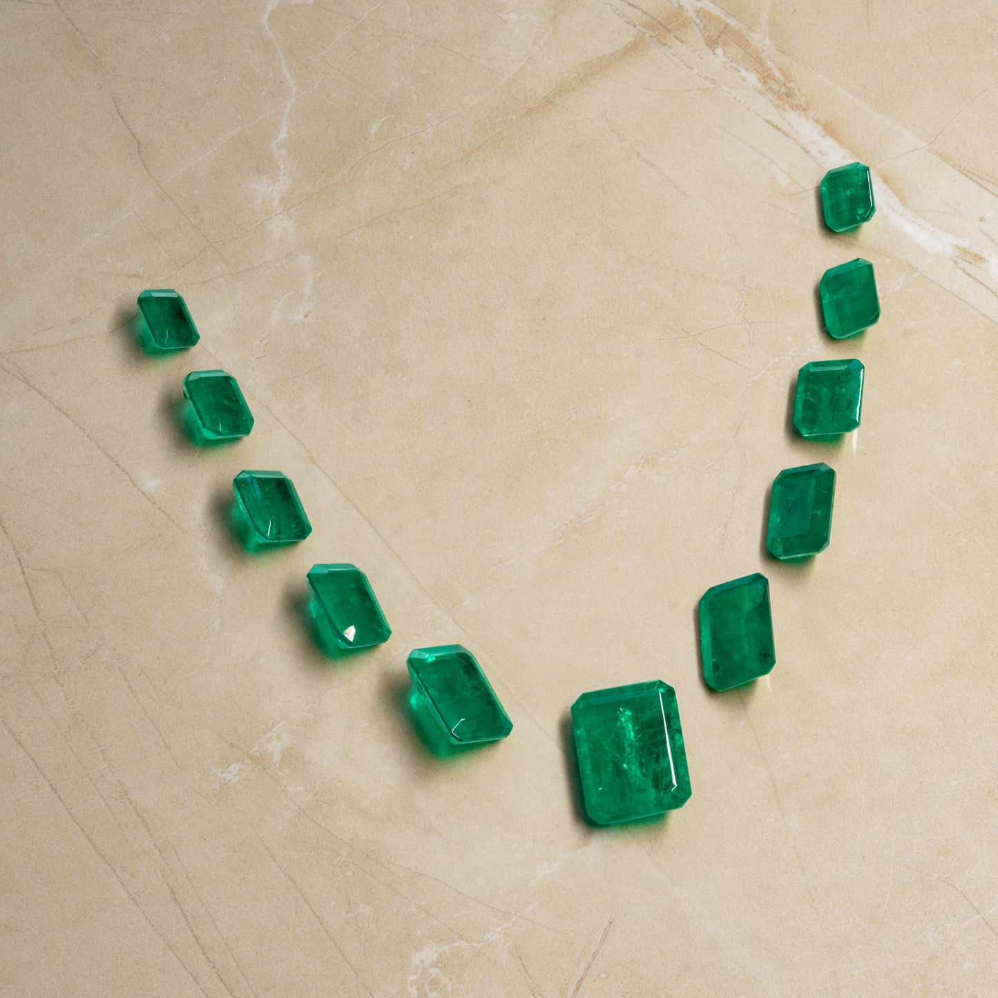 Green Doublet Octagon Layout 11 piece 77.15 carats