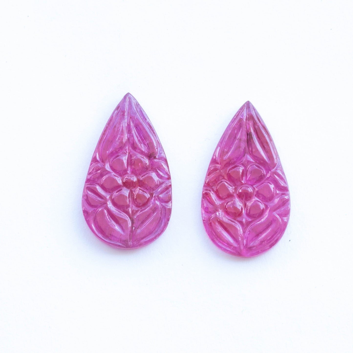 Glass Filled Ruby Carving 2 piece set 29 carat