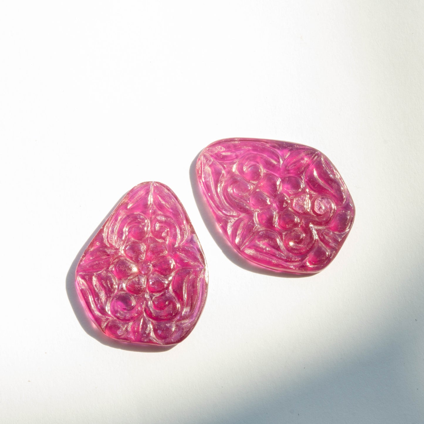 Glass Filled Ruby Carving 2 piece set 51.67 carat