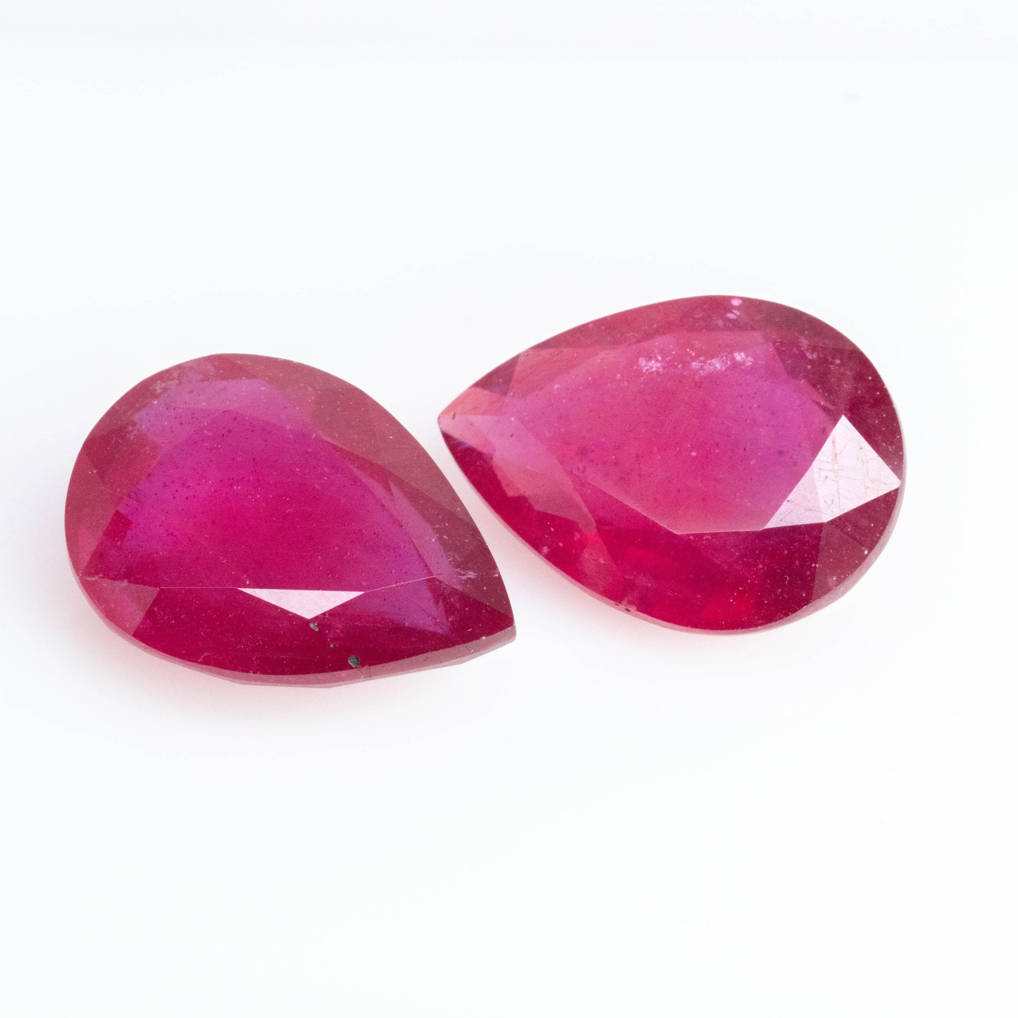 Glass Filled Ruby Pear 2 piece set 19.55 carat
