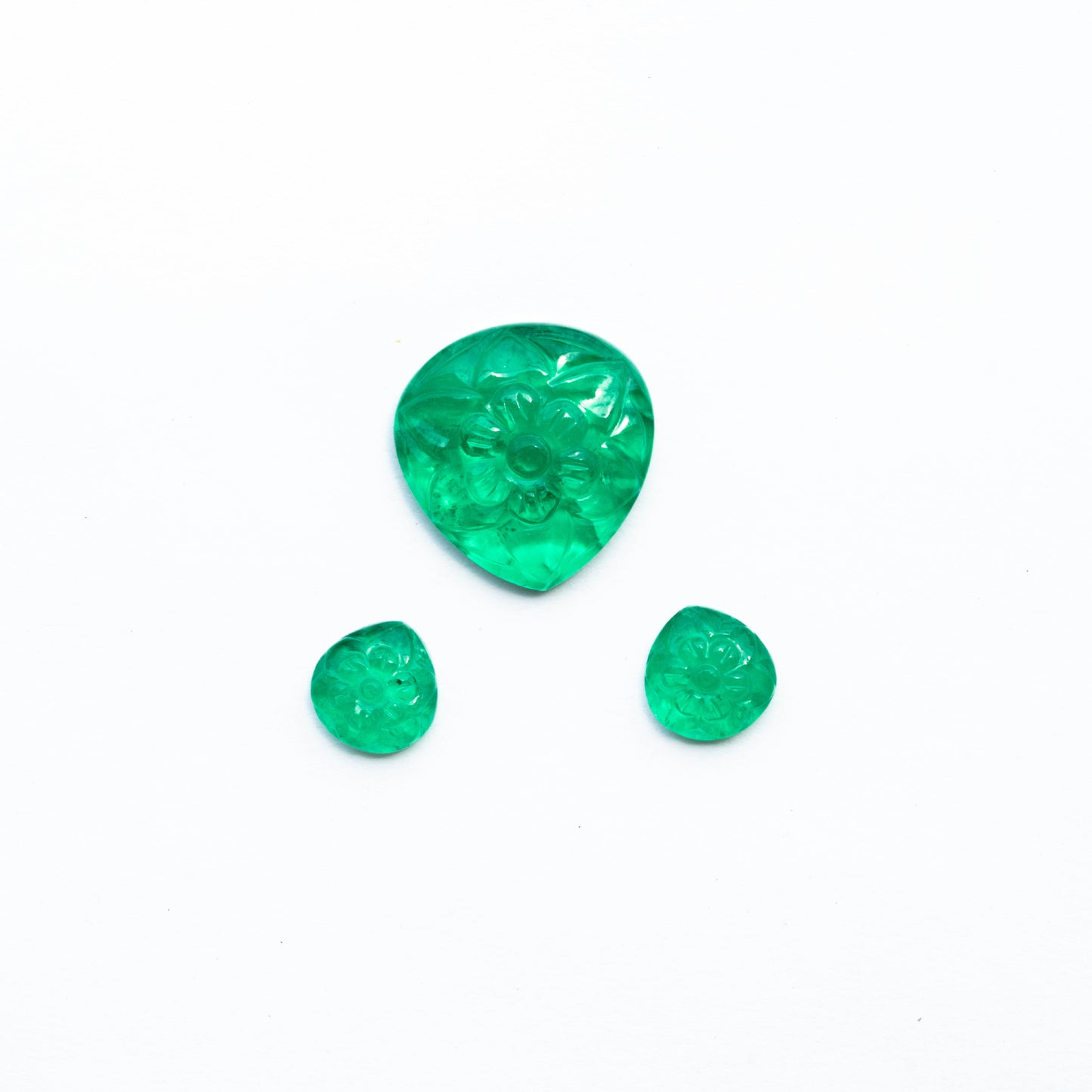 Green Doublet Carving 3 pieces 33.15 carat