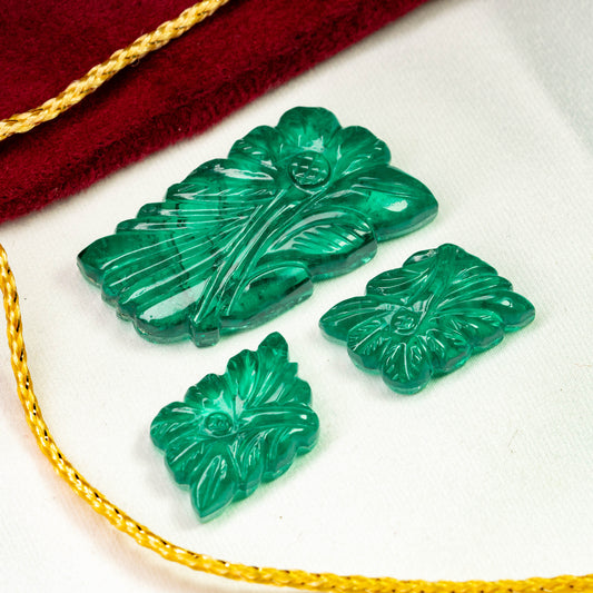 Green Doublet Carving 3 piece set 110 carats