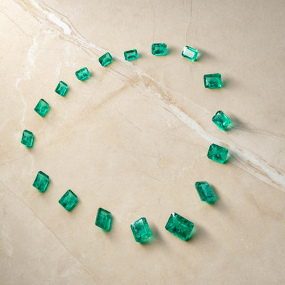 Green Synthetic Octagon Layout 17 piece 50.3 carats