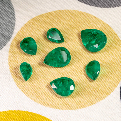 Green Doublet Pear Layout 9 piece 68 carats