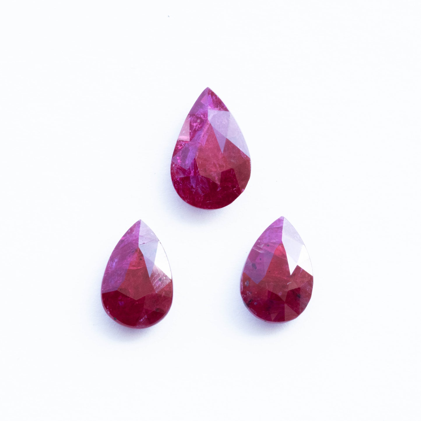 Ruby Pear 3 piece set 14.1 carats