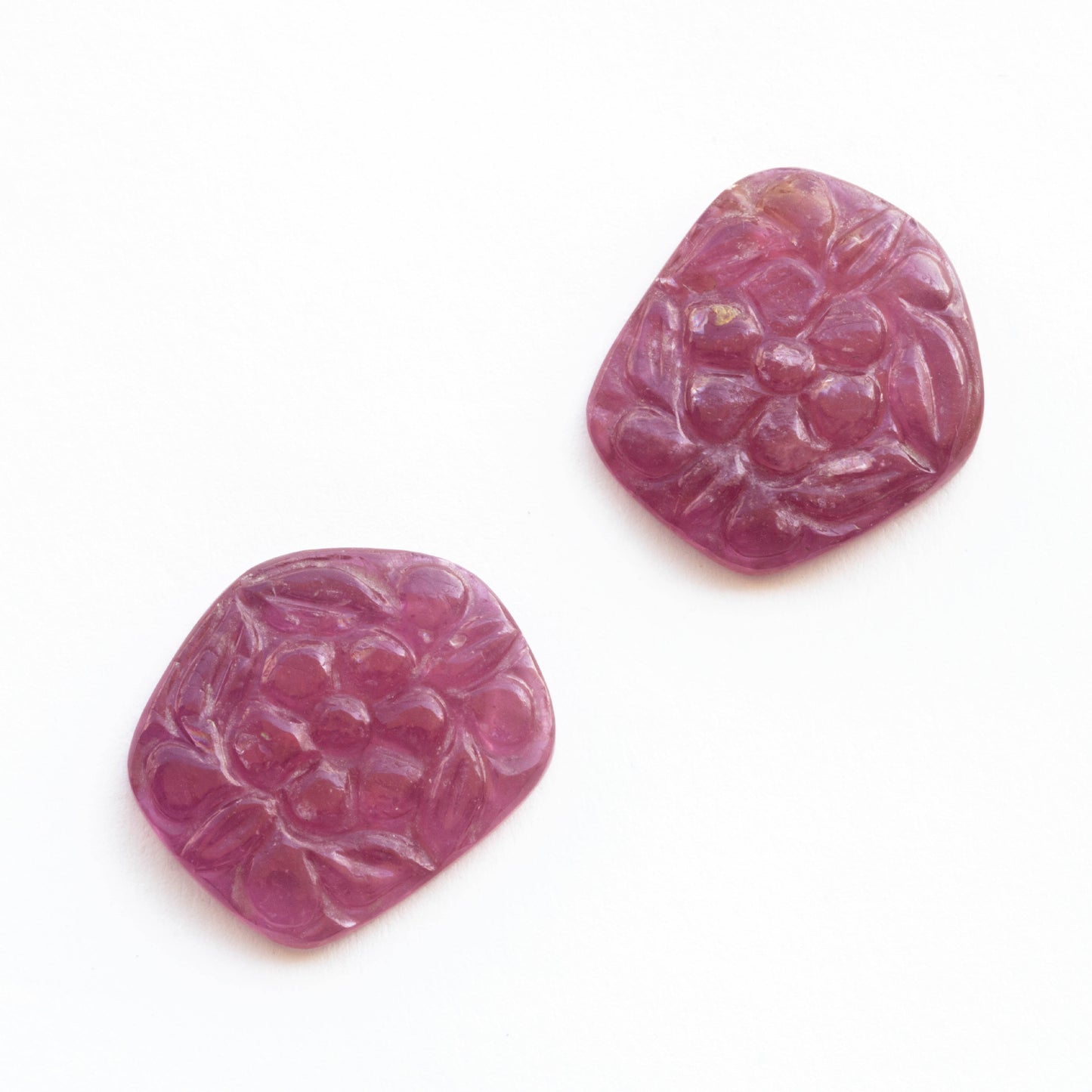 Glass Filled Ruby Carving 2 piece set 43.68 carat