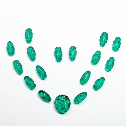 Green Doublet Carving Layout 17 pieces 87.75 carat